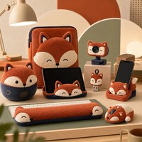 Ensemble de jouets en peluche personnalisés : Renard, accessoires technologiques, housse pour ordinateur portable, souris, haut-parleur, support USB, animal en peluche