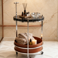 Meubles de salon modernes de luxe Table basse mobile en marbre avec roues Table d'appoint en marbre pour usage domestique