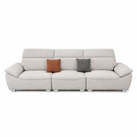 Canapé de salon/appartement 320 cm en lin et velours crème beige, forme voilier, avec appui-tête réglable et amovible – Solution de projet