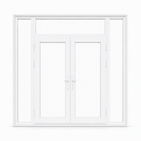 Porte en PVC avec panneaux latéraux, porte en PVC avec transom en verre trempé, porte en PVC sur mesure pour projets de construction résidentielle