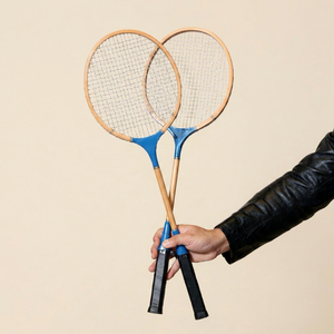 Raquette de badminton unisexe en bois avec poignée en PU, cadre bleu, manche S3, cordes durables pour joueurs amateurs et intermédiaires - Product Image 1