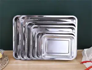 High Quality Luxury Modern Simplicity Stainless Steel Compartment Food Serving Tray