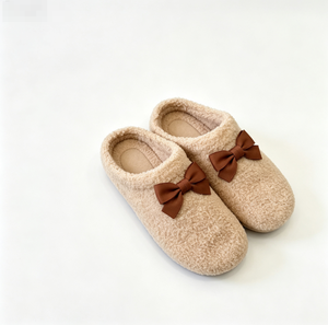 Mules plates douces en chenille pour femmes avec nœud décoratif, chaussures d'intérieur à enfiler pour l'été, blanches pures, double paire - Product Image 2