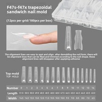 ZHI JIA - Puntas de Uñas de Plástico de Estilo Francés, Forma Stiletto Cuadrada, Cobertura Total, Colores Claros, Longitud Media/Larga, Pre-diseñadas, Fáciles de Pegar