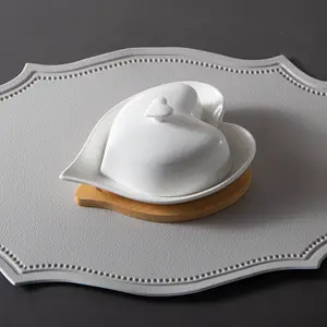 Heart-shape butter stick holder stoneware covered butter container butter dish porcelain