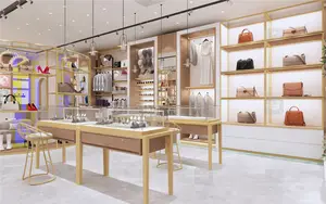 Özelleştirilmiş moda aksesuarları mağazası süslemeleri sıcak süsler altın giyim sergileme rafı perakende butik mağaza mobilyaları
