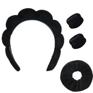 顔を洗うためのGmagicヘッドバンドリストバンドセットスポンジメイクアップスキンケアヘッドバンドリストタオル女性の女の子のためのヘアバンド
