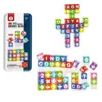 Juego de 40 Bloques de Construcción Magnéticos Mini para Viaje, Cubos Magnéticos con Letras, Números y Matemáticas, Juguete Educativo para Niños