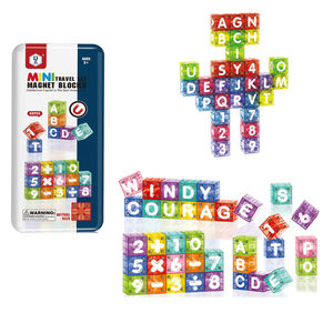 Juego de 40 Bloques de Construcción Magnéticos <span class=keywords><strong>Mini</strong></span> para Viaje, Cubos Magnéticos con Letras, Números y Matemáticas, Juguete Educativo para Niños - Product Image 2