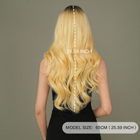 Perruque de 26 pouces de long ombrée blonde bouclée à raie moyenne Perruque de cheveux synthétiques mats pour femmes Cabello Largo Y Rizado Mate Natural