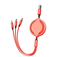 Câble universel rétractable 3-en-1 USB Type-C, câble de charge rapide, câble de données flexible pour téléphone/Type C/Android