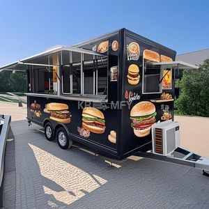 Carrito de comida móvil con freidora, remolcable, estilo retro, para puestos callejeros, para hot dogs, crepes, café, helados, dulces, patatas fritas y otros alimentos. - Product Image 3