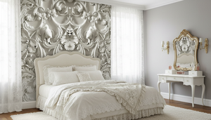 <span class=keywords><strong>Papier</strong></span> <span class=keywords><strong>peint</strong></span> mural 3D en relief blanc de style <span class=keywords><strong>baroque</strong></span> européen, motif floral vintage avec oiseaux et volutes, taille personnalisée, décoration murale - Product Image 3