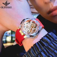 Reloj Mecánico Automático Hangzhou Real Tourbillon 8003, Unisex, Esqueleto Transparente, Caja de Silicona y Acero Inoxidable, con Puntero