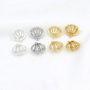 Plaqué or 18 carats, contient du zircon, pendentif en forme de coquille, breloque en forme de coquille Saint-Jacques, bracelet DIY, boucles d'oreilles, ornement D103D - Product Image 3