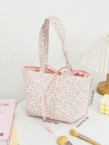 Nueva Bolsa de Almacenamiento de Lápices Labiales Acolchada con Diseño de Flores Pequeñas, Bolsa de Almacenamiento de Cosméticos Portátil para Mujer - Product Image 5