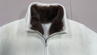 Herren-Bomberjacke aus schwerem Rippstrick mit Shearling-Kragen und Reißverschluss, Kunstfellkragen für luxuriöse Winter-Oberbekleidung