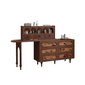 Vintage Ash Wood Dressing <b>Table</b> With Mirror Minimalist Retro Storage Bedroom <b>Makeup</b> Vanity Walnut Black - Product Image 5