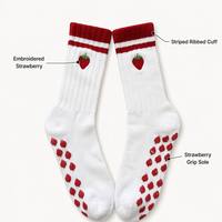 Chaussettes de sport antidérapantes pour femmes, design personnalisé, logo personnalisé, broderie mignonne, chaussettes de yoga, de pilates, avec grip