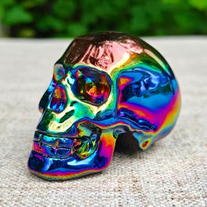 Crâne en obsidienne aura naturelle de guérison en gros, cadeau unique pour lui/elle, objet de collection pour la maison ou l'affichage sur table - Product Image 5