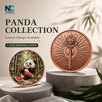 Pièce de monnaie Panda personnalisée, pièce commémorative en alliage de zinc et cuivre massif avec boîte de présentation en acrylique pour cadeaux