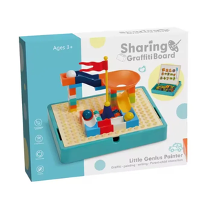 Rakitan edukasi portabel 2 in 1, papan menggambar blok puzzle berbagi untuk anak-anak - Product Image 2