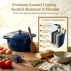 Smooth Enamel Glaze Cast Iron Cookware <b>Set</b> Practical <b>Pots</b> and Pans Collection for Modern Indoor Kitchen Cooking Scenes - Product Image 5