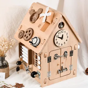 Eco-friendly Wooden Busy House Montessori Educational Toy Busy Board Accessory Enlightenment Box Family Toy For Kids