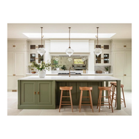 Lemari Dapur Modern BALOM Warna Hijau Sage dengan Pintu Shaker Putih, Kayu Lapis, Sistem Soft Close, RTA Kitchen Set untuk Renovasi