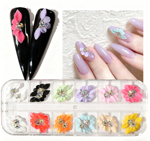 Adornos de <span class=keywords><strong>Uñas</strong></span> <span class=keywords><strong>3D</strong></span> Hechos a Mano <span class=keywords><strong>con</strong></span> Flores Acrílicas, Flores Laterales de Resina Coloridas <span class=keywords><strong>con</strong></span> Pedrería para Diseño de <span class=keywords><strong>Uñas</strong></span> DIY, Venta al por Mayor - Product Image 6