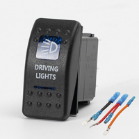 Interrupteur à bascule 12V 20A 5 broches SPST ON-OFF avec LED bleue, motif feux de route et fils de raccordement pour voiture, camion, bateau CE ROHS