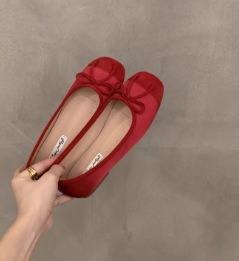 Zapatos planos formales estilo francés, zapatos rojos pequeños para mujer, modelo primavera/otoño 2026, zapatos de ballet plateados con suela suave - Product Image 5