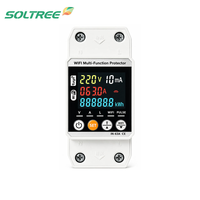 Protecteur intelligent de tension et de fuite de courant WiFi 2P 63A 80A avec compteur d'énergie kWh et contrôle via l'application Tuya