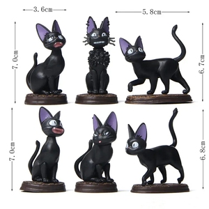 Lot de 6 figurines Jiji le chat de Kiki's Delivery Service pour micro-paysages, décorations de jardins et pots, jouets et poupées en gros - Product Image 1