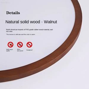 Lámpara de Techo Moderna Retro Color Nogal con Cubierta Acrílica, Luz LED Ultrafina con Control Remoto para Dormitorio y Sala de Estar - Product Image 4