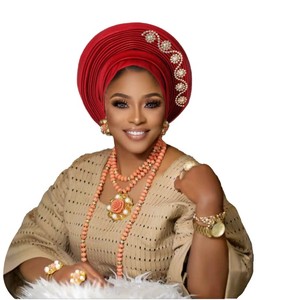 Turbante de lujo Gorros Mujeres Hijabs Pañuelo étnico Pañuelos africanos Fiesta DE BODA nigeriana Aoto Gele Hair Wrap - Product Image 4