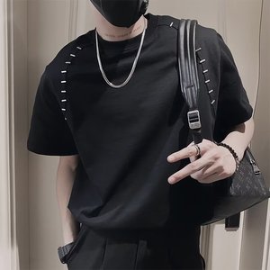 Camiseta Casual de Manga Corta para Hombre, Diseño Americano, 100% Algodón, Ecológica, Cuello Redondo, Holgada, Moderna, de Marca, Elegante - Product Image 6