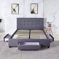 Nouveau Design Lit Double Luxe Moderne Grand Format Cadre de Lit 3 Tiroirs pour Mobilier de Maison Chambres à Coucher