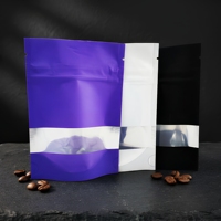 Sachet Doypack Personnalisé Imprimé avec Fenêtre, Mat, avec Valve de Dégazage et Fermeture Zip Refermable pour Emballage Alimentaire et Café – Vente en Gros
