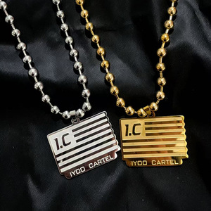Collana con Perline Rotonde Piccole in Acciaio Inossidabile Stile <span class=keywords><strong>Hip</strong></span> <span class=keywords><strong>Hop</strong></span> <span class=keywords><strong>Rap</strong></span> West Coast East Coast, Gioielli di Alta Gamma Molto Venduti - Product Image 4