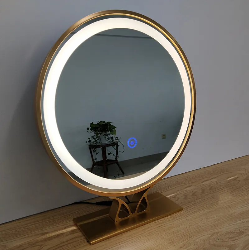 Defogging beleuchtete große Touchscreen-Steuerung Smart LED Make-up Wandbehang Spiegel Mit einem Rahmen mit Basis Miroir Spiegel