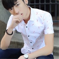 Kemeja Pria Lengan Pendek Slim Fit Kasual Kancing Depan Model Fashion