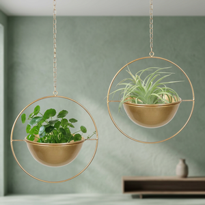 Metal Plant Hanger,Metal Round Hanging <b>Planter</b> Flower Plant Pot - Product Image 3