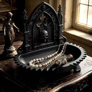 Bandeja Organizadora de Joyas con Diseño de Calavera Gótica Impresa en 3D, Estilo Retro Oscuro para Halloween - Product Image 3
