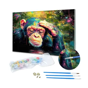 Animale serie colorato scimpanzé 40*50 fai da te pittura da numeri su tela con cornice per pittura ad olio