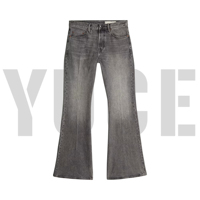 Fabricants de vêtements YUCE, jeans en denim à coupe évasée entièrement personnalisables, gris délavé, coupe droite, vintage, jeans pour hommes, pantalons streetwear