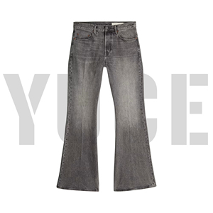 YUCE <strong>Clothing</strong> Manufacturers Full customizable Flare Denim Jeans Gray Washed Straight Vintage <strong>Men</strong> Jeans Streetwear Pants - Product Image 3