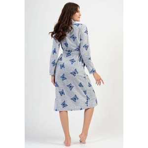 <b>Butterfly</b> Print Women's Knitted Dressing Gown Long <b>Sleeve</b> Soft Gray Sleepwear Casual Robe - Product Image 1