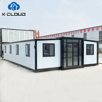Maison préfabriquée pliable extensible moderne de luxe de 40 pieds, maison préfabriquée mobile isolée résistante aux ouragans de 20 pieds avec meubles