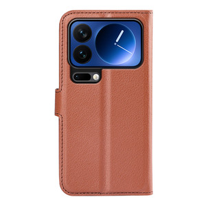 Funda de Cuero Tipo Cartera con Tarjetero de PU con Textura de Lichi en 9 Colores para Xiaomi 17 Pro - Product Image 2